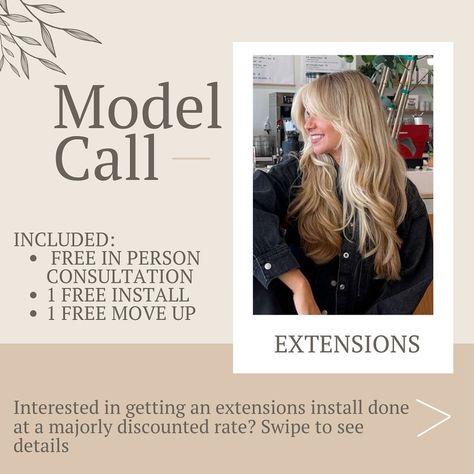 Whaaat?… An Extensions model call?? This is the deal of a lifetime guys! Interested?? Dm me! 🌞 •ONLY 2 SPOTS AVAILABLE 🤎 @beautybydimensions #hairbygracej #extensions #hairextensions #blonding #blondingspecialist #blondes #blayage #balyage #balyagehighlights #dimensionsdolls Business Promo, Free Move, Models Needed, Model Call, Hair Colorist, Marketing Ideas, The Deal, Dm Me, Hair Ideas