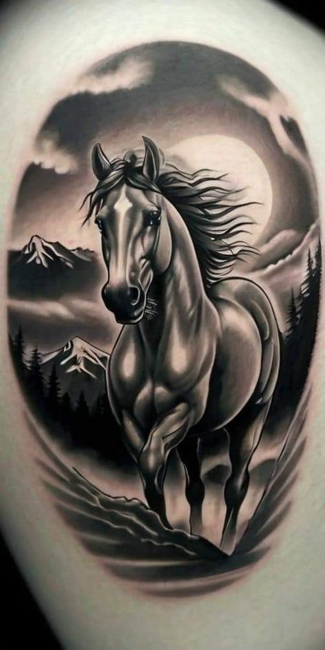 Wild Horse Tattoo, Horse Tattoo Design, Animal Sleeve Tattoo, Cowboy Tattoos, Cowboy Artists, Petit Tattoo, Prison Art, Tattoo Stencil Outline, Horse Tattoo