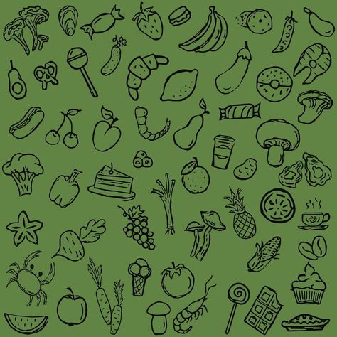 Green pattern with food icons. Doodle food background Icons Doodle, Doodle Food, Food Background Wallpapers, Food Background, Food Patterns, Background Clipart, Food Backgrounds, Avengers Wallpaper, Greens Recipe