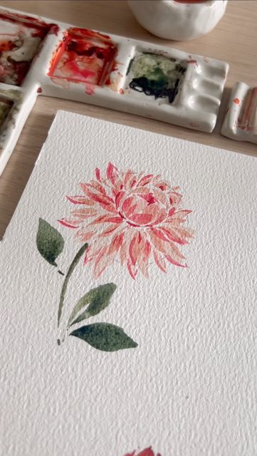 Yen Victore | Watercolor on Instagram: "Watercolor Dahlia using @princetonbrush Neptune Round brush   Let me know which flower should we paint next. :)" Watercolour Dahlia, Dahlias Painting, Dahlia Watercolor, Dahlia Painting, Watercolor Dahlia, Dahlia Art, Summer Moodboard, Saree Painting, Dahlia Flowers