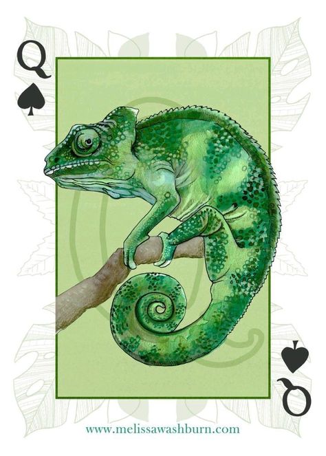 Playing Card Illustration, Cameleon Art, Chameleon Art, Hyper Realistic Tattoo, Procreate Ipad Art, Animals And Birds, Chameleons, Arte Sketchbook, Card Illustration