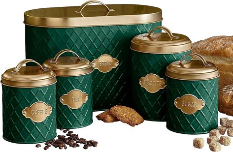 Countertop Canisters, Cosmetic Organizer Diy, Bread Biscuits, Sugar Biscuits, Coffee Pod Storage, Soup Maker, Kitchen Canister Set, Metal Canisters, Dining Room Arm Chairs