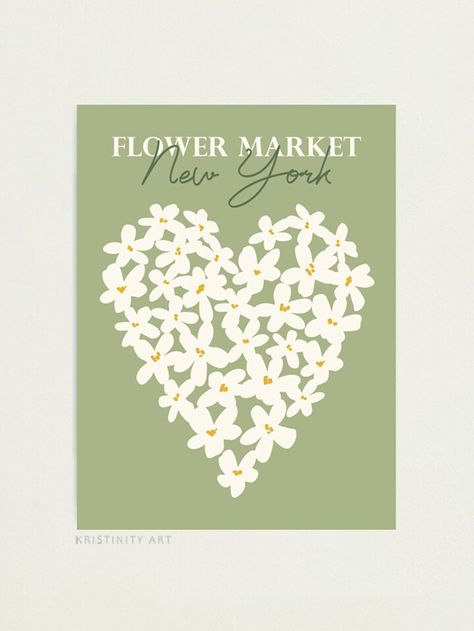 by KristinityArt 🌸 #homedecor #aesthetic #wallart #retroposter #groovy #cottagecore Sage Green Poster Vintage, Sage Green Music Posters, Aesthetic Sage Green Posters, Sage Green Flower Market Poster, Flower Market Poster Bedroom, Flower Market Poster, Abstract Poster, Print Collage, Heart Art