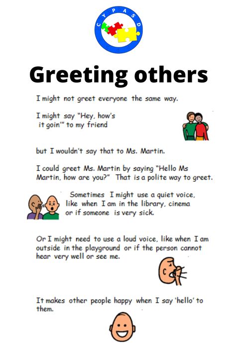 greeting others part 2 Social Story For Kids, Sharing Social Story, No Hitting Social Story Free, Social Stories About Hitting, No Hitting Social Story, Visual Social Stories, Social Scripts, Family Therapy Activities, Social Skills Training