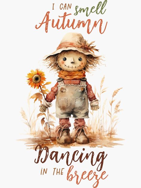 "Autumn scarecrow" Sticker for Sale by Kkorginal | Redbubble Scarecrow Sayings, Scarecrow Quotes, Scarecrow Painting, Autumn Scarecrow, Scarecrow Ideas, Make A Scarecrow, Fall Paintings, Scarecrow Face, Autumn Wallpaper