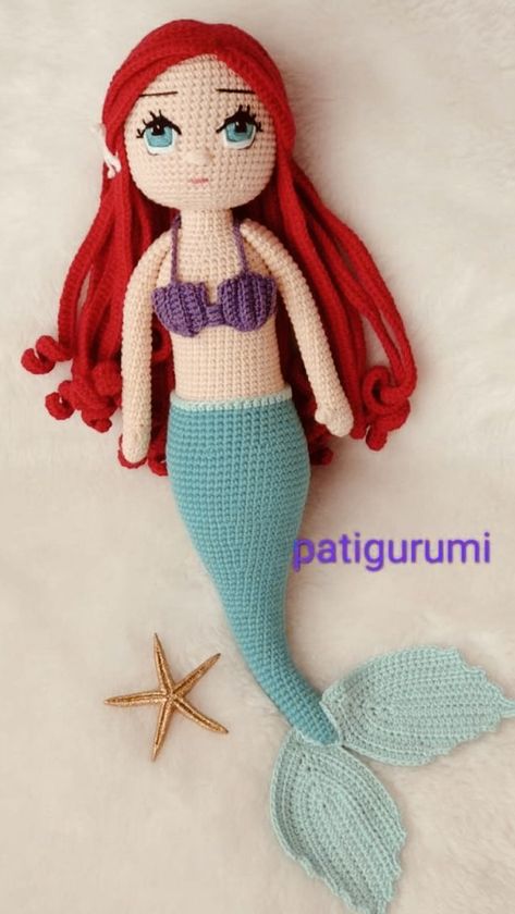 Mermaid Crochet Pattern Free, Mermaid Crochet Pattern, Popular Crochet, Crochet Disney, Crochet Mermaid, Mermaid Dolls, Bobble Stitch, Crochet Handmade, Mermaid Birthday