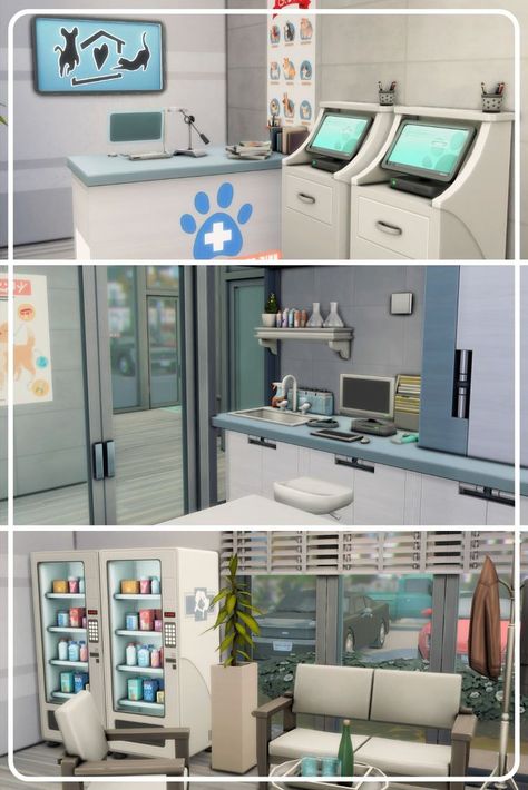 Speed build available here - JuliaFilms Vet Sims 4 Cc, Sims 4 Vet Clinic Cc, Sims 4 Vet Clinic Floor Plan, Sims 4 Vet Clinic, Vet Aesthetic, Sims 4 Gallery, Sims Freeplay Houses, Sims Houses, Sims 4 House Building