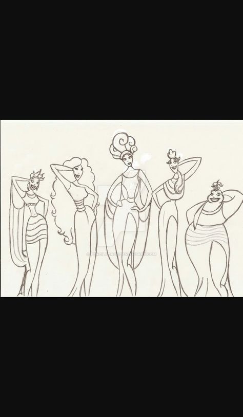 the muses sketch drawing Muses Tattoo Disney, Hercules Muses Tattoo, The Muses Tattoo, Muses Tattoo, The Muses Hercules, Muses Hercules, Hercules Muses, Hercules Tattoo, Illusion Tattoo