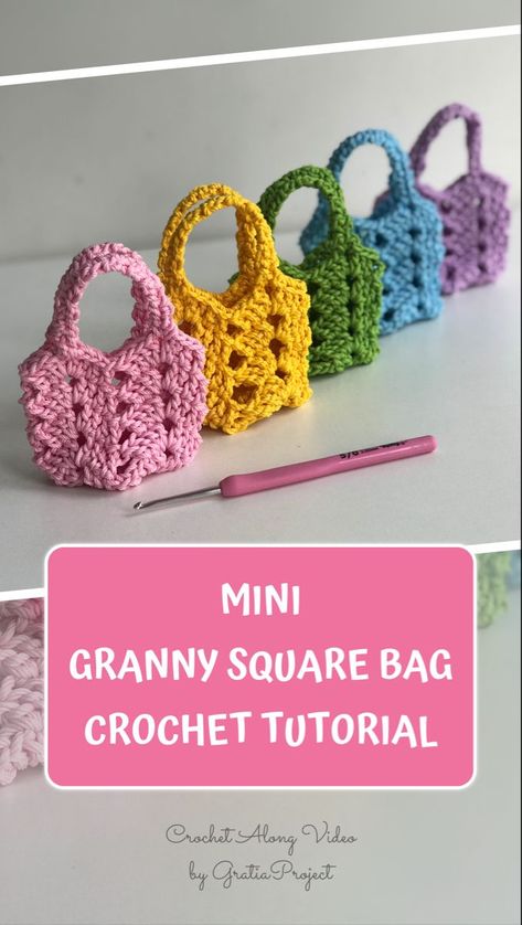 Crochet Granny Square Purses, Crochet Mini Granny Square Bags, Barbie Granny Square, Crochet Barbie House Accessories, Things To Make For Barbie Dolls, Small Crochet Bags Free Patterns Easy, Crochet Barbie Accessories, Granny Square Mini Bag, Mini Crochet Bags Free Pattern