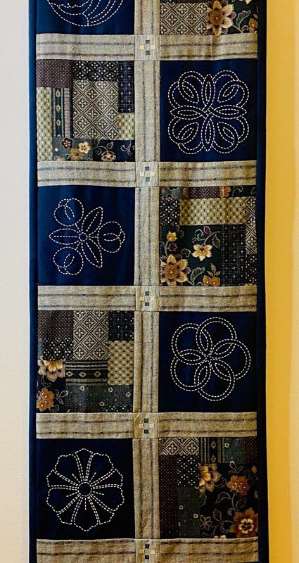 Sashiko - Patterns, Thread, Kits, Fabric, Inspiration - Indigo Niche Japanese Stitching, Simple Table Runner, Japanese Quilt Patterns, Sashiko Boro, Celtic Christmas, Boro Stitching, Sashiko Pattern, Small Wall Hangings, Japanese Quilts