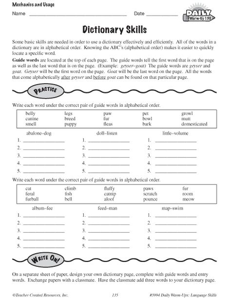 Guide Words Activities Dictionary, Dictionary Skills Worksheet, Thesaurus Activities, Dictionary Activities, 2024 Activities, Capitalization Worksheets, Esl Materials, Hygiene Activities, Dictionary Skills