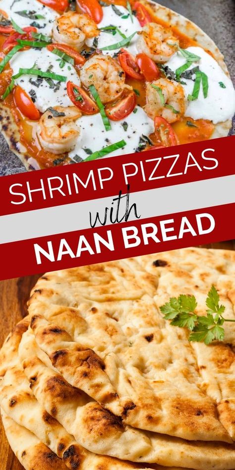 Pizza Night Ideas, Dough For Pizza, Shrimp Marinara, Easy Pizza Recipes, Flatbread Toppings, Naan Pizzas, Pizza Naan, Naan Bread Pizza, Shrimp Pizza