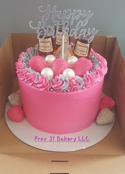 Birthday Cake With Alcohol Bottles, 21st Birthday Cake Alcohol, Patron Cake, Alcohol Birthday Cake, Hennessy Cake, Drunk Barbie Cake, Queens Birthday Cake, Cake Cake Pops, Liquor Cake