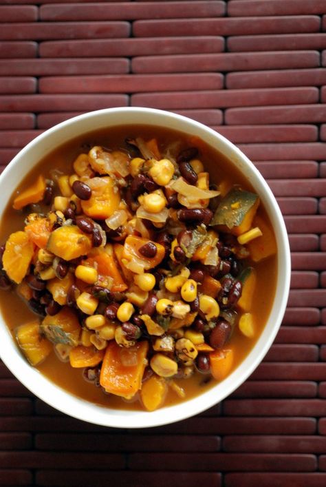 3 Sisters Chili, Squash Black Bean Corn, Beans Squash Corn Recipe, Black Beans Squash And Corn, Squash Corn And Beans, Three Sisters Chili, Native American 3 Sisters Soup, 3 Sister Recipes, Three Sisters Food