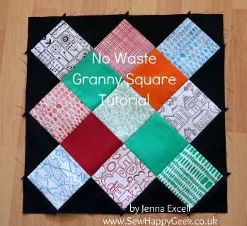 Mini-Tute: No waste Granny Square quilt block Scrap Quilt Blocks, Square Quilts, Granny Square Quilt, Mini Tutorial, Quilt Block Patterns Free, Easy Quilt, Country Quilts, Scrap Quilt, Quilt Block Tutorial