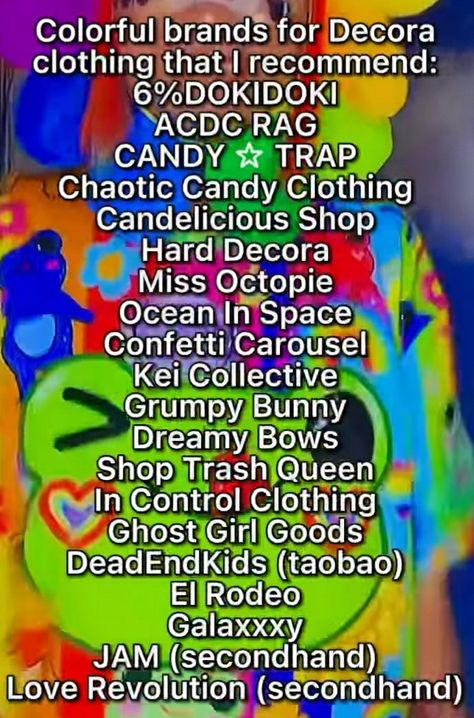 Where To Buy Kidcore Clothes, Kidcore Masc Outfits, Decora Fashion Outfits Rainbow, Casual Decora Fashion, Hyperpop Clothes, Decora Kei Accessories, Rainbow Scene Outfit, Dark Decora Kei, Decora Outfits Aesthetic