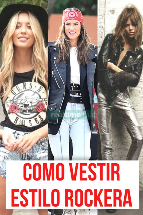 Si quieres vestirte como una Rockera muy cool DALE A LA FOTO y ve a mi blog dónde veras todo sobre el estivo de vestir rockera: Que es, que se lleva, que debes comprarte, los colores, como combinar, famosas que lo llevan para darte ideas... Todo! #rock #glamrock Rock En Español Concert Outfit, Rock En Español Outfit, Rock Style Fashion Women, Rock Of Ages Outfits, 90s Rock Outfit, Outfits Rockstar Mujer, 80 Rock Outfits Women, Rock And Roll Outfits Women, Rock Outfits For Women