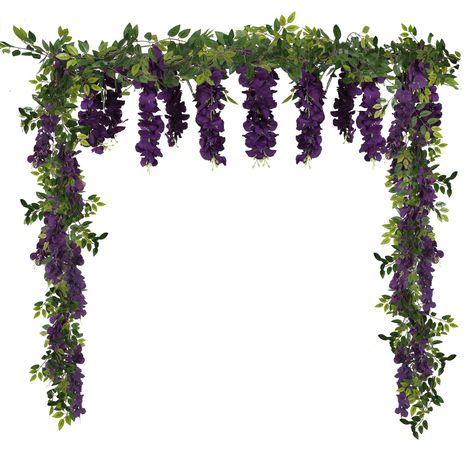 PRICES MAY VARY. BUSHY FLOWERS GARLAND- Compared to other wisteria garland, our wisteria garland's flower string is bushier and bigger. The flower petal is about 2.95inch/7.5cm, and one flower string has 24pcs petals. The leaves is bushy and color is gradient that make it looking vivid and natrual looking. PREMIUM QUALITY- Our artificial wisteria garland is made of silk and plastic which is environmentally friendly, durable and long to use. The wisteria vines stem is wrapped in iron wire, it is Bushy Flowers, Green Event Decor, Flowers For Wedding Arch, Purple Garland, Fake Wisteria, Wisteria Garland, Wisteria Vines, Arch Garden, Wisteria Vine