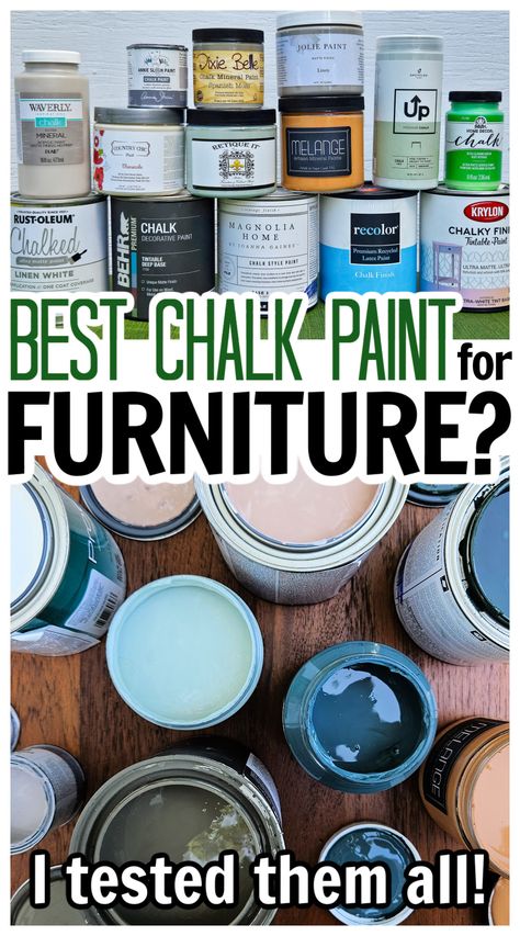 side by side comparison of chalk paint for furniture to figure out the best chalk paint Chalk Paint How To, Chalk Paint Ideas For Furniture, Best Chalk Paint For Furniture, Behr Chalk Paint Colors Furniture, Behr Chalk Paint Furniture, Behr Chalk Paint Colors, How To Prep Furniture For Chalk Paint, Dixie Belle Chalk Paint Furniture, Behr Chalk Paint