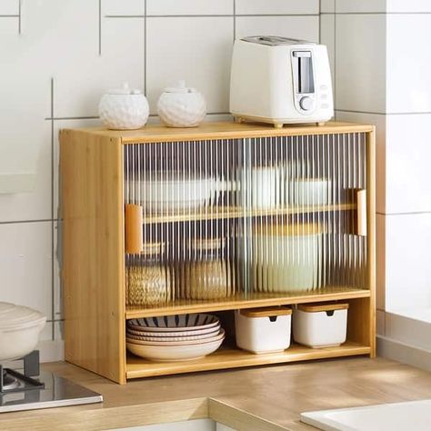 Countertop Kitchen Storage Cabinet Sideboard Buffet - On Sale - Bed Bath & Beyond - 38905034 Bamboo Cabinet, Small Kitchen Pantry, Bamboo Cabinets, Kitchen Storage Cabinet, Countertop Storage, Cabinet Organizer, Kitchen Cabinet Storage, Cabinet Organization, Cupboard Storage