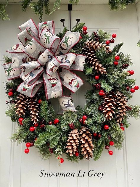 Winter Wreath Not Christmas, Christmas Wreaths For Front Door by HandcraftedInGrace on Etsy Red Christmas Wreaths For Front Door, Christmas Wreaths Ideas Front Doors, Cute Christmas Wreaths, Unique Christmas Wreaths For Front Door, Christmas Wreath With Bow, Christmas Ribbon Wreath Diy, Outdoor Wreaths On House Christmas, Christmas Wreaths For Front Door Elegant, Church Wreaths