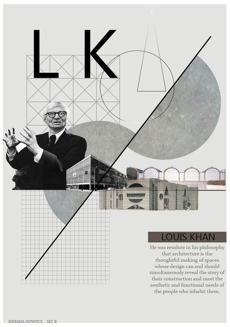 Poster on louis khan and his repeating elements from his works. Circle of concrete- use of brutalism from his work Triangular and sqaure grids Solid shapes at facade Few of his known works Editing done in -photoshop #posterart #posterdesigns #architecture #louiskhan #architect #photoshop #poster Poster Architecture Presentation, Louis Khan, Grid Architecture, Photoshop Poster Design, Poster Architecture, Landscape Architecture Diagram, Deconstructivism, Photoshop Poster, Urban Design Plan