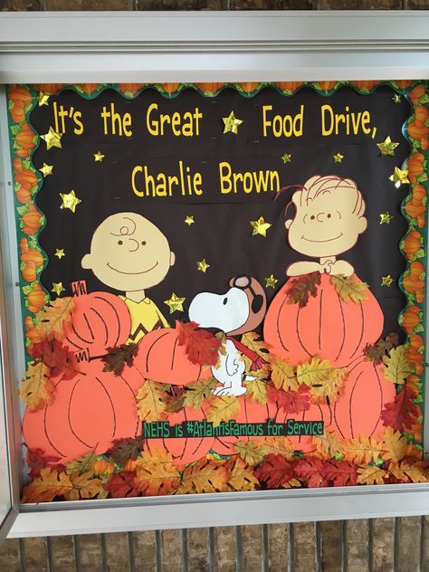 Thanksgiving Food Drive Box Ideas, Canned Food Drive Box Ideas Fun, Food Drive Box Ideas Fun, Food Drive Box Ideas, Gsa Ideas, Canned Food Drive, Fall Bulletin Boards, Donation Box, Food Donation