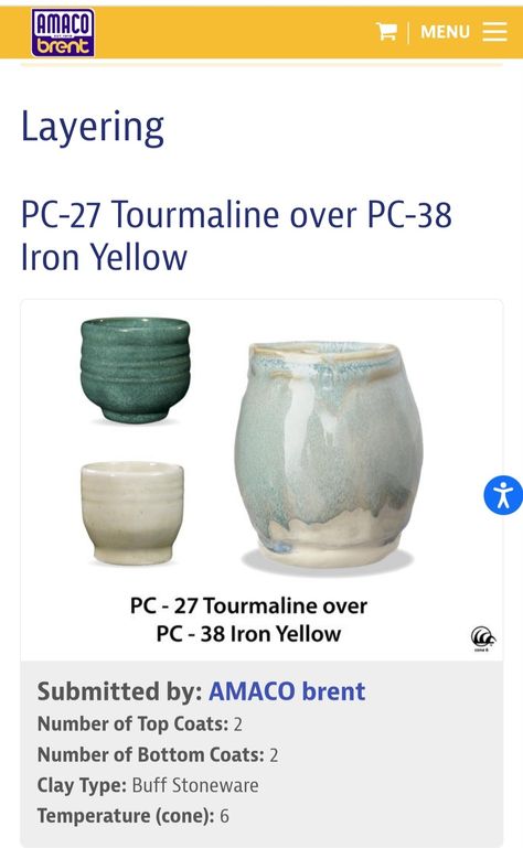 Amaco Iron Yellow Glaze Combinations, Tourmaline Glaze Combinations, Iron Yellow Glaze Combinations, Yellow Glaze Combinations, Amaco Tourmaline, Iron Yellow Glaze, Amaco Brent, Ceramic Glazing, Glaze Combinations