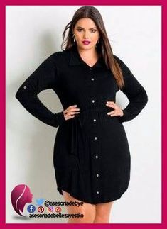 Vestidos para gorditas. Vestidos plus size. Vestidos casuales para gorditas. Black Plus Size Dress, Dress Sweater, Rose Tyler, Moda Plus, Curvy Girl Fashion, Plus Size Dress, Curvy Fashion, Plus Size Dresses, Plus Size Fashion