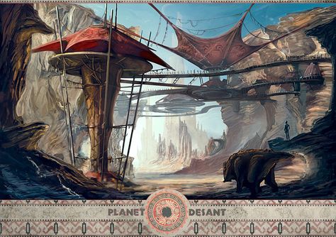 New World by Darius Kalinauskas, via Behance Desert Village, Sci Fi Landscape, Sci Fi City, Planets Art, Matte Painting, Landscape Illustration, Environment Design, Environment Concept Art, Medieval Fantasy