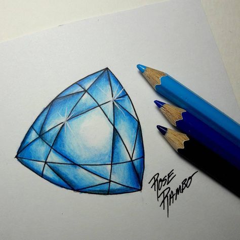 Gem Drawing Tutorials, Drawing Ideas Colored Pencil, Jewel Drawing, Gem Drawing, Tutorials Art, Crystal Drawing, Colored Pencil Tutorial, Gemstone Art, Jewelry Illustration