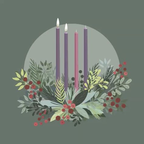 Wreath Svg Free, Advent Art, Candle Illustration, Winter Karten, Wreath Illustration, Free Svg Files For Cricut, Christmas Shadow Boxes, Wreath Svg, Advent Candles