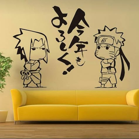 Naruto Bedroom, Bed Stickers, Otaku Room, Room Wall Painting, Kids Room Wall Decals, Anime Decor, Wall Drawing, Wall Stickers Bedroom, Uchiha Sasuke