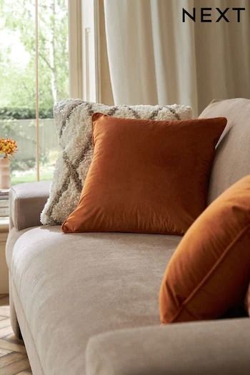 Buy Orange Cushions Homeware Cushionsandthrows Online | Next UK Burnt Orange Cushions Living Rooms, Grey Sofa Orange Cushions, Burnt Orange Pillows Living Rooms, Burnt Orange Cushions, Orange Cushions Living Room, Cream Sofa Cushion Ideas, Beige Sofa Cushion Ideas, Sofa Cushions Arrangement, Tan Cushions