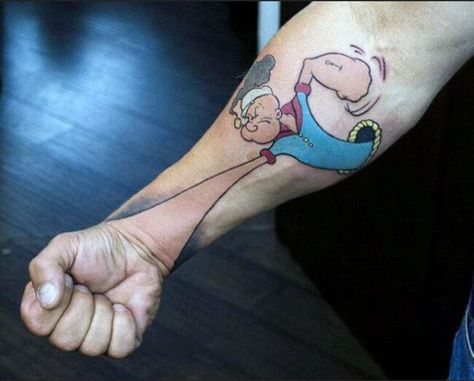 Popeye Tattoo, Best 3d Tattoos, Amazing 3d Tattoos, Cartoon Tattoo, Tattoos Mandala, Tattoo Pictures, Men Tattoos, D Tattoo, Tattoos Geometric