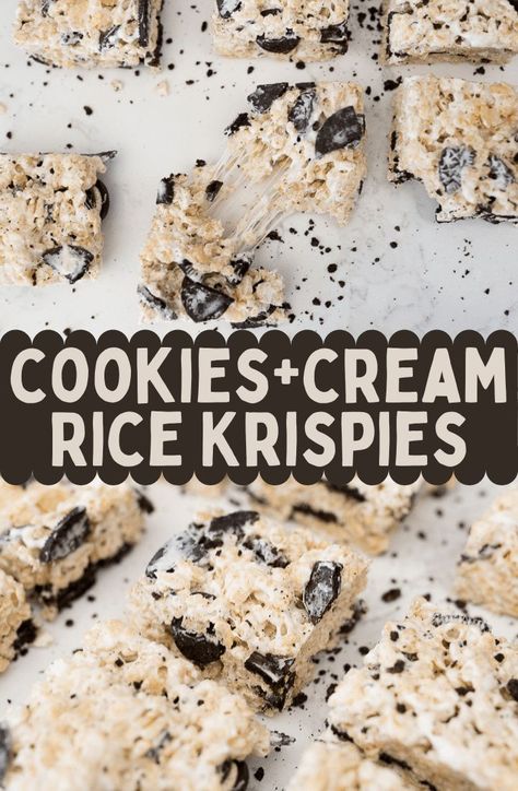 Oreo Rice Crispy Treats, Oreo Rice Krispies, Rice Crispy Cake, Oreo Rice Krispie Treats, Oreo Rice, Marshmallow Desserts, Oreo Cookie Recipes, Oreo Treats, Cooking With Karli