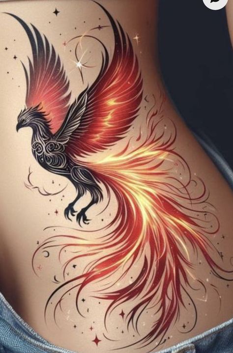 Firedrake Tattoo, Phoenix Upper Arm Tattoo, Phoinex Tattoos Women, Phoenix Rib Tattoo, Phoenix Arm Tattoo For Women, Fire Phoenix Tattoo Feminine, Phoenix Tattoo Design For Women, Phenix Birds Tattoo, Dark Phoenix Tattoo