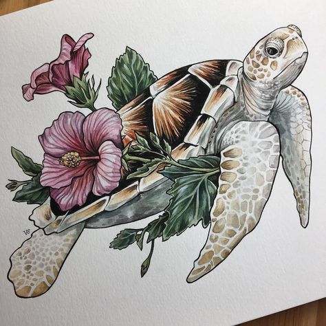 Wellen Tattoo, Turtle Tattoos, Sea Turtle Tattoo, See Tattoo, Turtle Tattoo Designs, Turtle Drawing, Sea Turtle Art, Turtle Tattoo, Turtle Painting