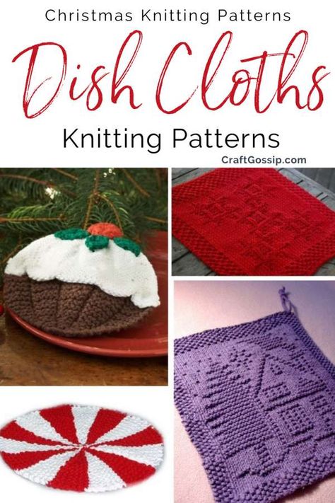 Christmas Stocking Ideas, Holiday Knitting Patterns, Diy Christmas Stocking, Flower Making Tutorial, Diy Knitting Projects, Knitted Christmas Decorations, Knitted Washcloth Patterns, Dishcloth Patterns Free, Christmas Knitting Patterns Free