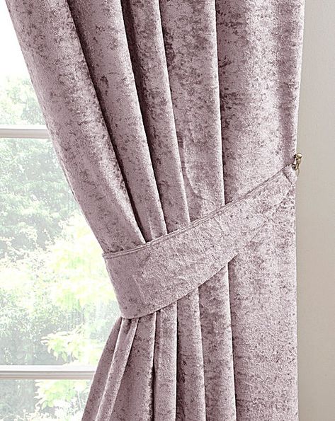 Crushed Velvet Curtains, Sheers Curtains Living Room, Glamorous Interior Design, Living Room Addition, Curtains Uk, Curtain Trim, Small Snake, Velvet Tie, Plain Curtains