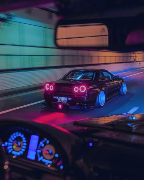 Jdm/night/street Street Racer Aesthetic, Racing Aesthetic, Race Night, Slammed Cars, R34 Gtr, Night Street, Japan Street, Best Jdm Cars, Drifting Cars