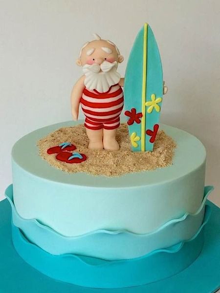 Pool Cake, Santa Cake, Beach Cake, Cake Wrecks, Cake Christmas, Christmas Cake Designs, Beach Cakes, Christmas Cake Decorations, Xmas Cake