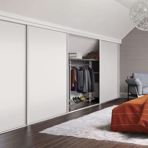 Eaves Storage Ideas, Bedroom Wardrobe Ideas Sliding Doors, Under Eaves Storage, Loft Wardrobe, Fitted Sliding Wardrobes, Maximise Storage, Loft Bedrooms, Loft Conversion Bedroom, Loft Conversion Ideas