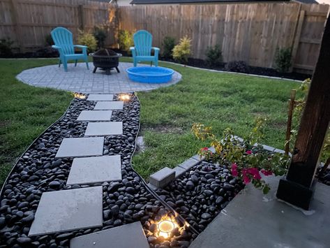 Backyard Tanning Area, Backyard Tanning, Backyard Pathway, Yard Makeover, Landscaping Backyard, Backyard Seating Area, House Hacks, Rock Garden Design, Backyard Seating