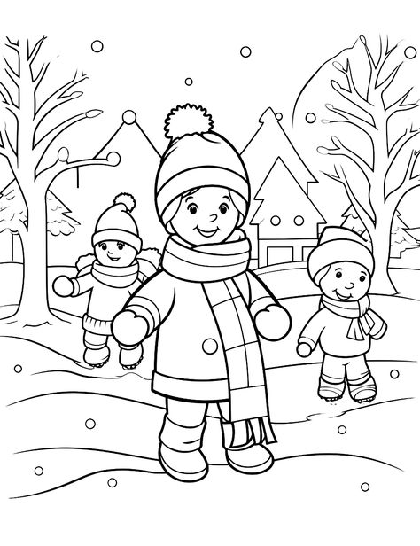 Winter Morning Drawing, Snowflake Coloring Pages, Winter Coloring Pages, Winter Drawings, Free Christmas Coloring Pages, Coloring Pages Winter, Puppy Coloring Pages, Frosty Morning, Morning Activities