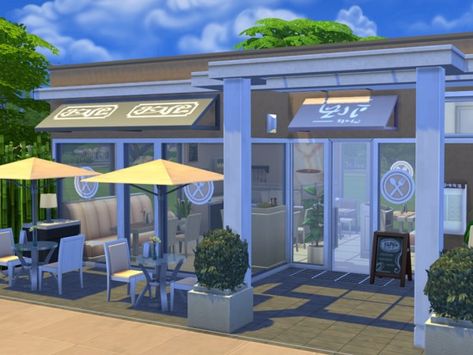 Outer Ideas, Sims 4 Lots, Sims 4 Restaurant, Casas The Sims Freeplay, Supermarket Design Interior, The Sims 4 Lots, Decorating Room, Tiny House Bedroom, Two Story House Design