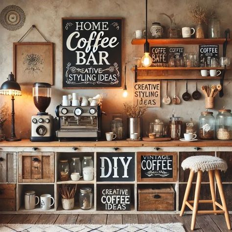 Coffee Bar Decor Ideas Display, Coffee Shop Party Theme, Chic Coffee Bar, Bar Styling Ideas, Coffee Shop Bathroom, Cafe Ideas Design, Coffee Bar Styling, Team Building Ideas, Team Bonding Activities