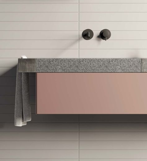 Rexa Design washbasins: aesthetic and functionality for small spaces Corian Bathroom Countertops, Corian Bathroom, Corian Countertops, Walk In Shower Designs, Washbasin Design, Bathroom Countertops, Compact Living, Wall Mounted Vanity, Decorating Small Spaces