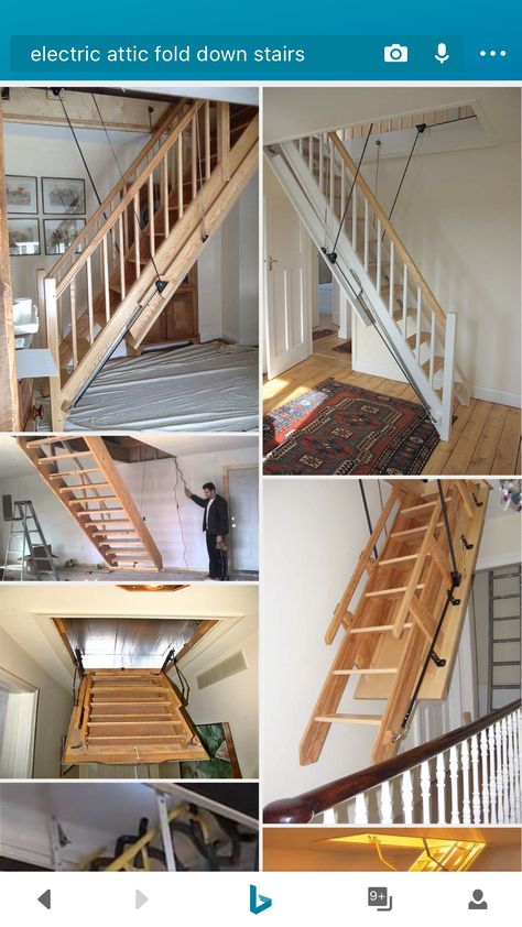 Pull Down Attic Stairs, Attic Stairs Pull Down, Folding Attic Stairs, Diy Garage Storage Ideas, Garage Stairs, Diy Garage Gym, Diy Garage Work Bench, Garage Insulation, Garage Storage Inspiration