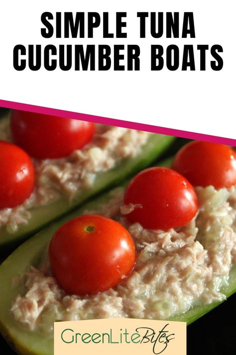 tuna cucumber boats pin Tuna Cucumber Boats, Tuna Boats, Tuna Cucumber, Cucumber Boats, Tuna Boat, Healthy Treat, Green Curry, No Calorie Foods, Easy Lunches